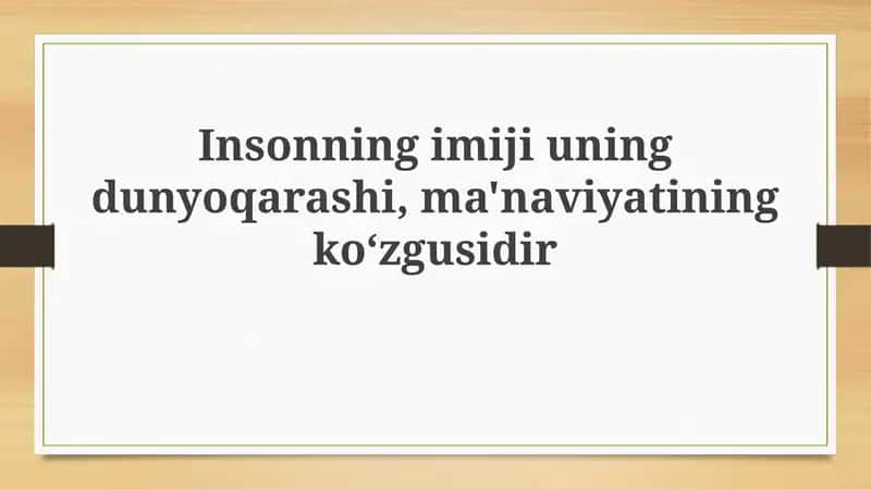 Tasvir dunyoqarash va ma'naviyat ko'zgusi sifatida