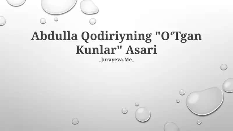 "O‘Tgan Kunlar" Asari