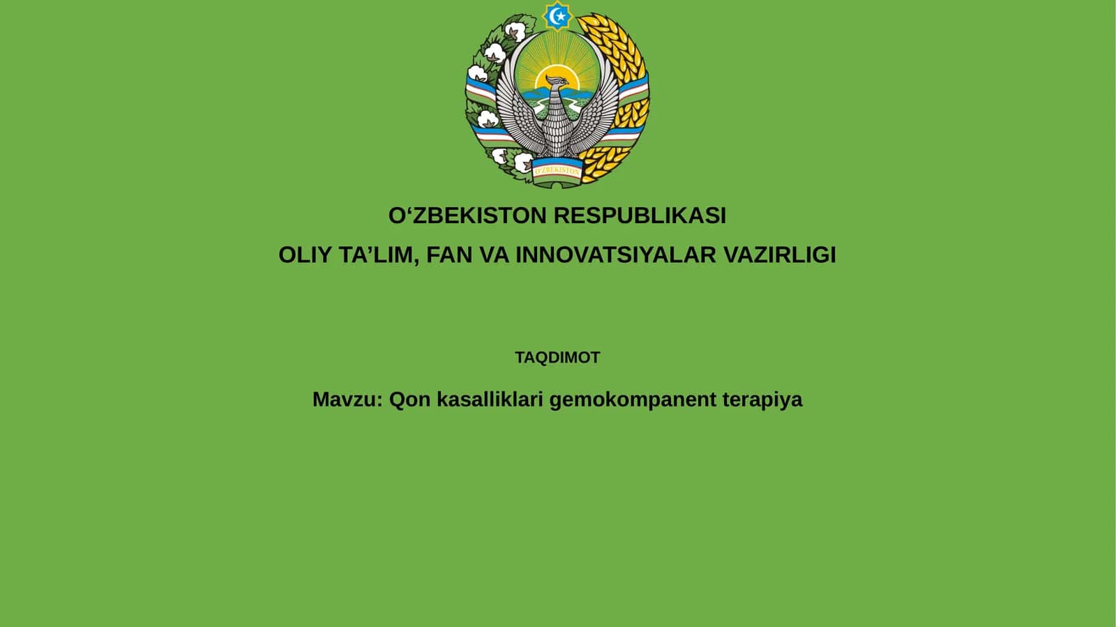 Qonkasalliklarigemokompanentterapiya