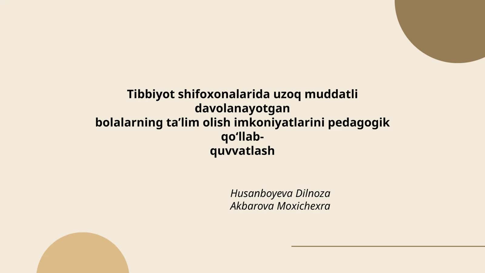 Uzoq muddatli davolanayotgan bolalarning ta'lim olishi uchun masofaviy o'qitish imkoniyatlari
