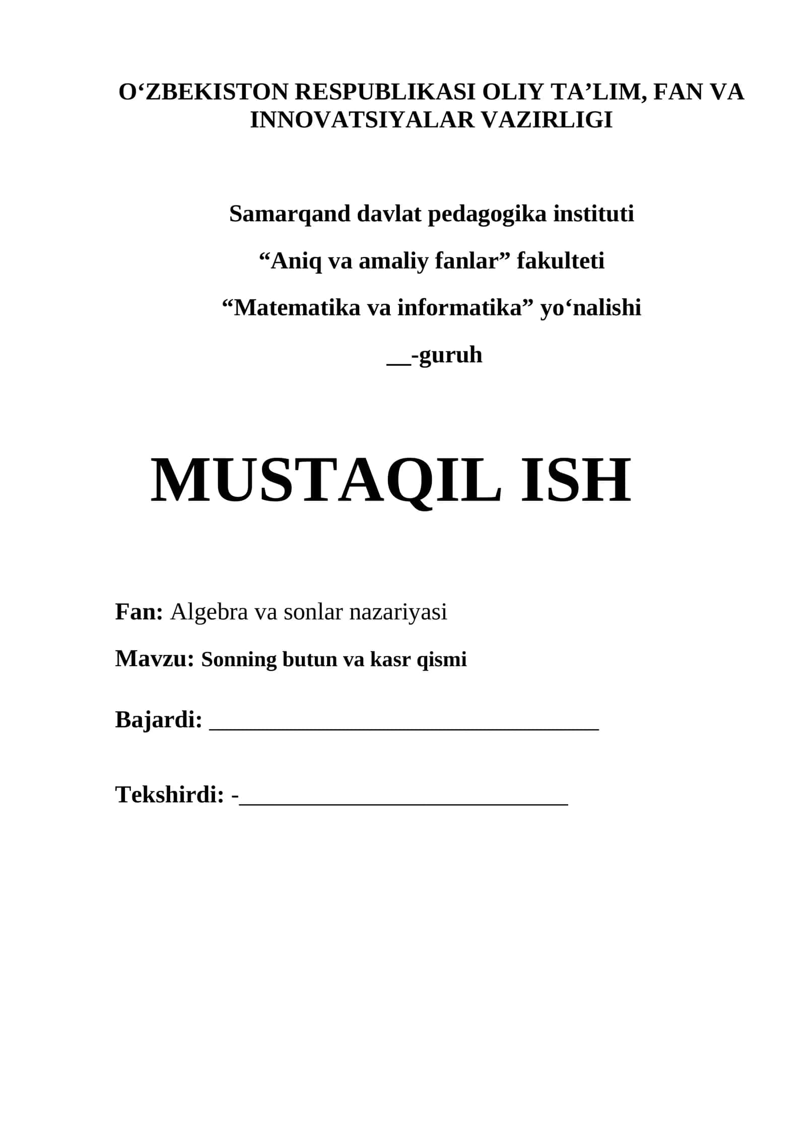 Sonning butun va kasr qismi