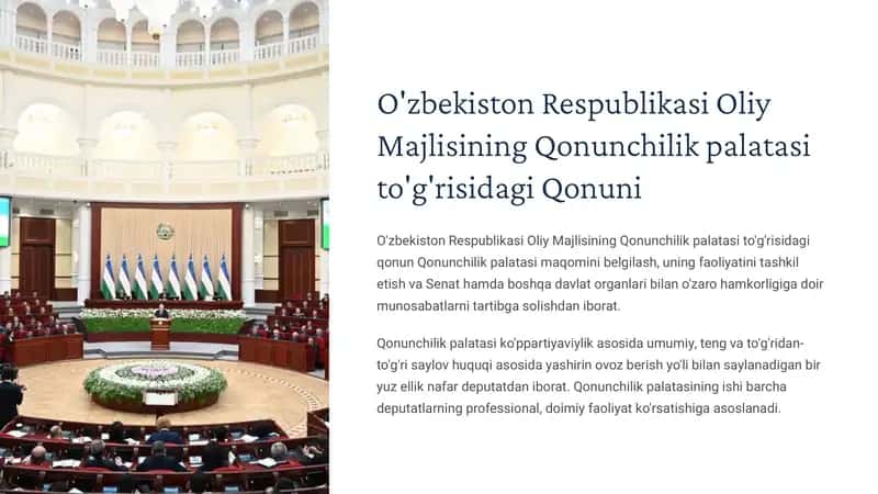 O'zbekiston Respublikasi Oliy Majlisining Qonunchilik palatasito'g'risidagi Qonuni