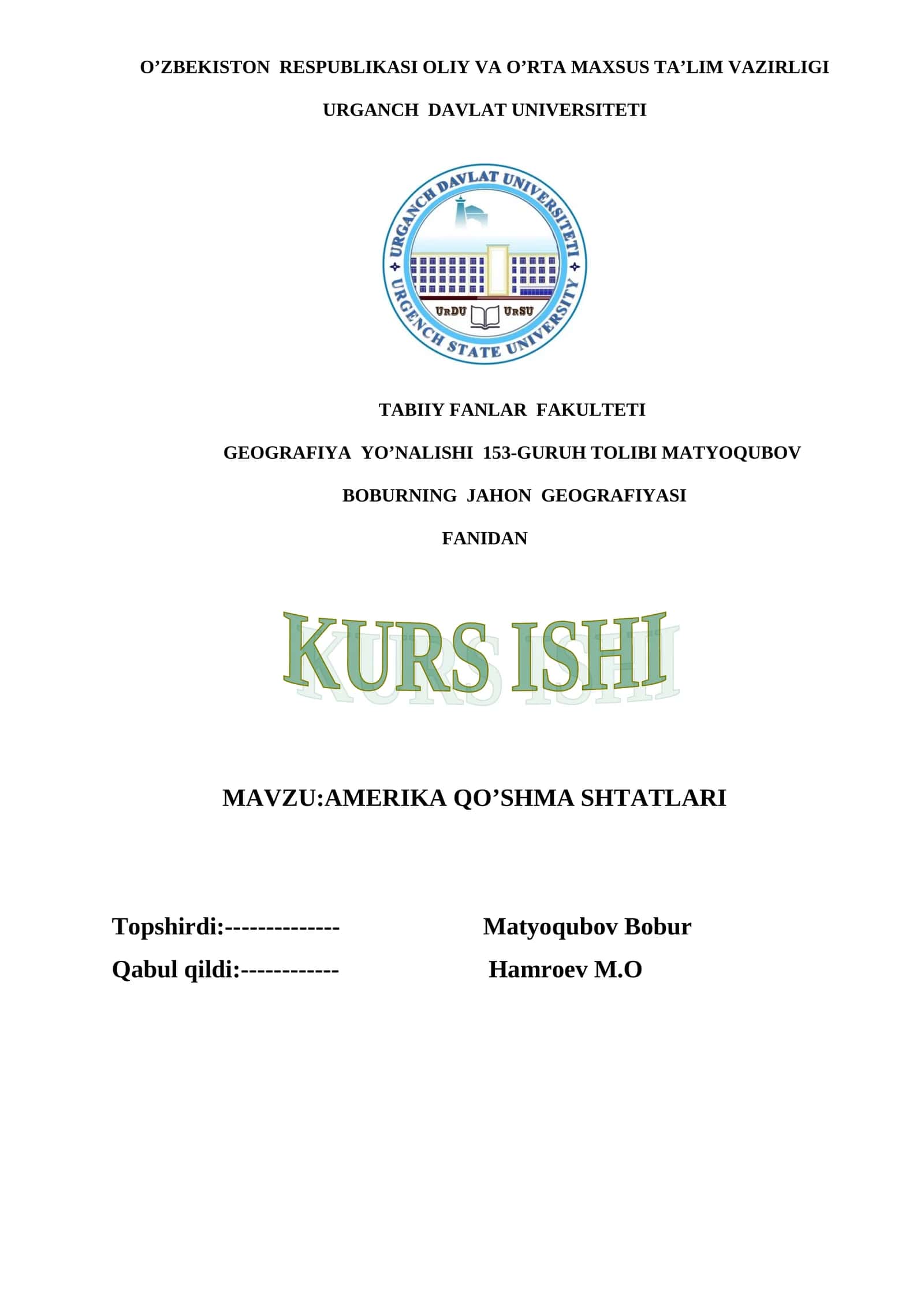AMERIKA QO‘SHMA SHTATLARI