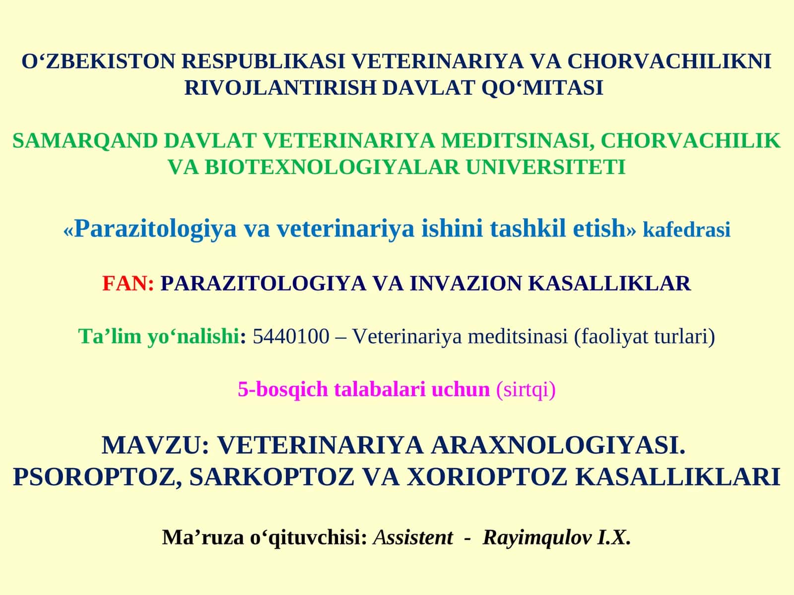 VETERINARIYA ARAXNOLOGIYASI