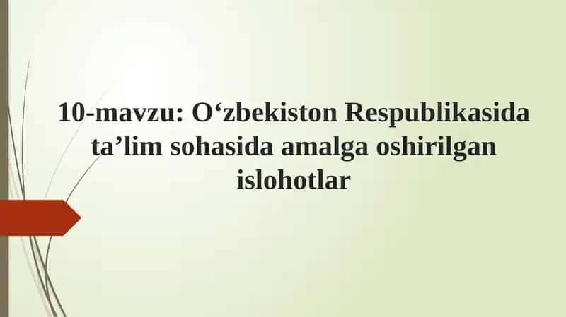 O‘zbekiston Respublikasi data’lim sohasida amalga oshirilgan islohotlar