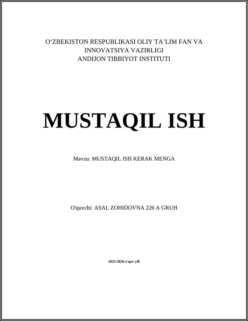 MUSTAQIL ISH KERAK MENGA