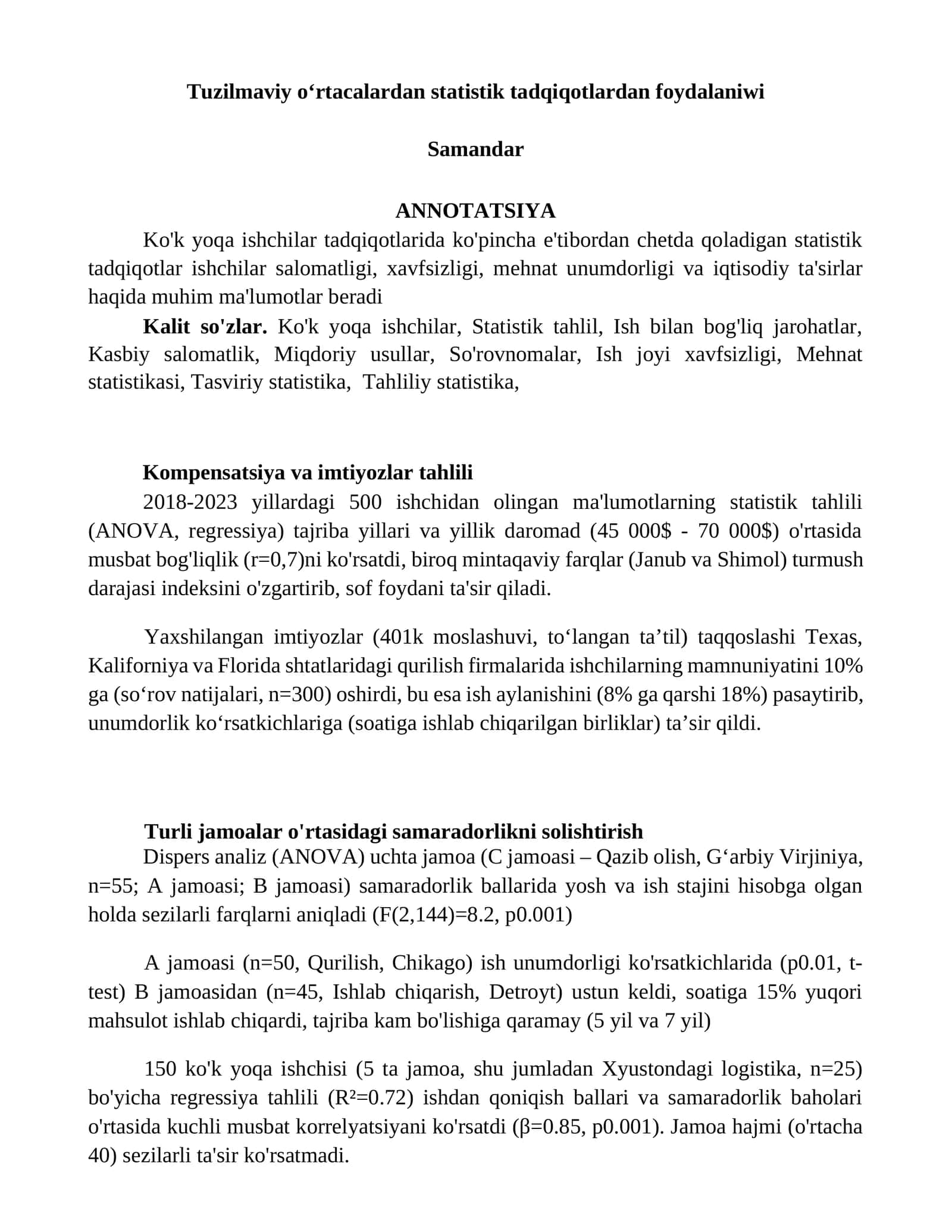 Statistik tadqiqotlar