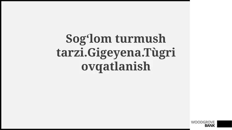 Sog'lom Turmush Tarzi Asoslari