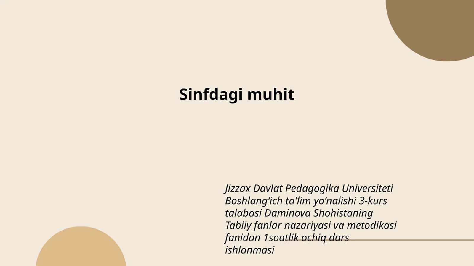 Tabiiy fanlar nazariyasi va metodikasi ochiq dars ishlanmasi