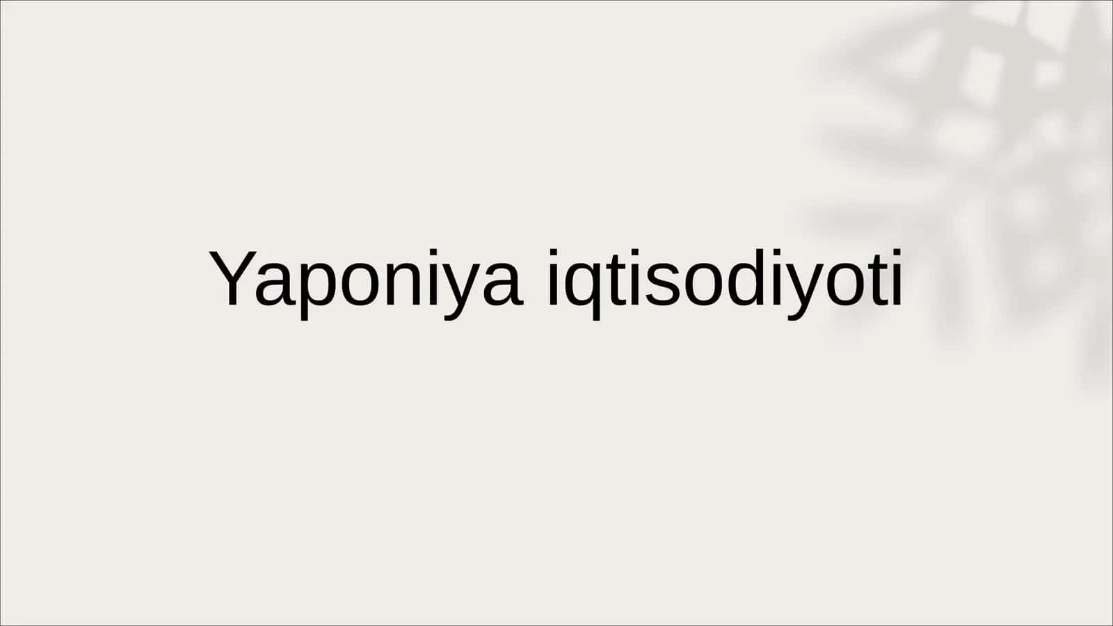 Yaponiya iqtisodiyoti