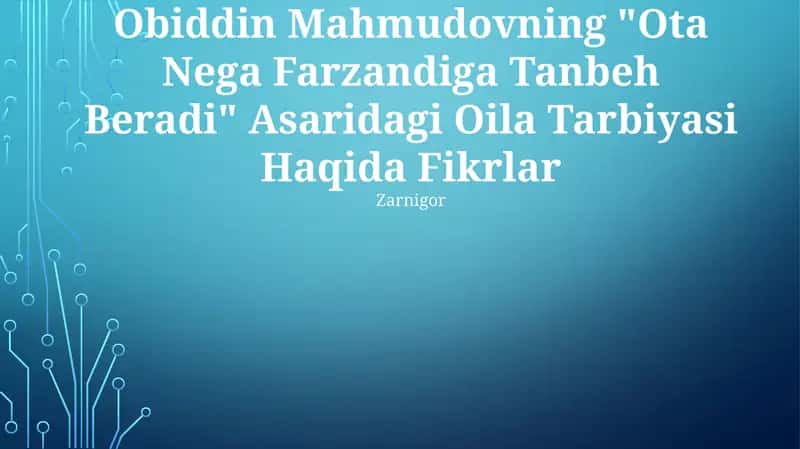 Ota Nega Farzandiga Tanbeh Beradi