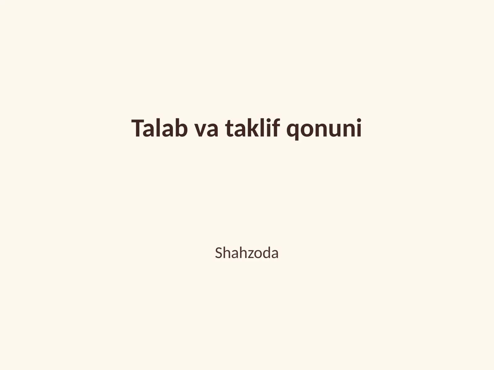 Talab va taklif qonuni