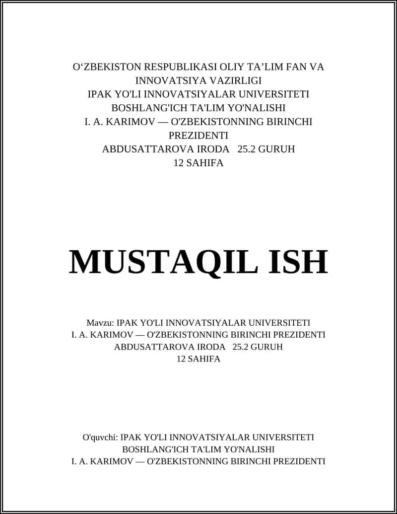 IPAK YO'LI INNOVATSIYALAR UNIVERSITETI
