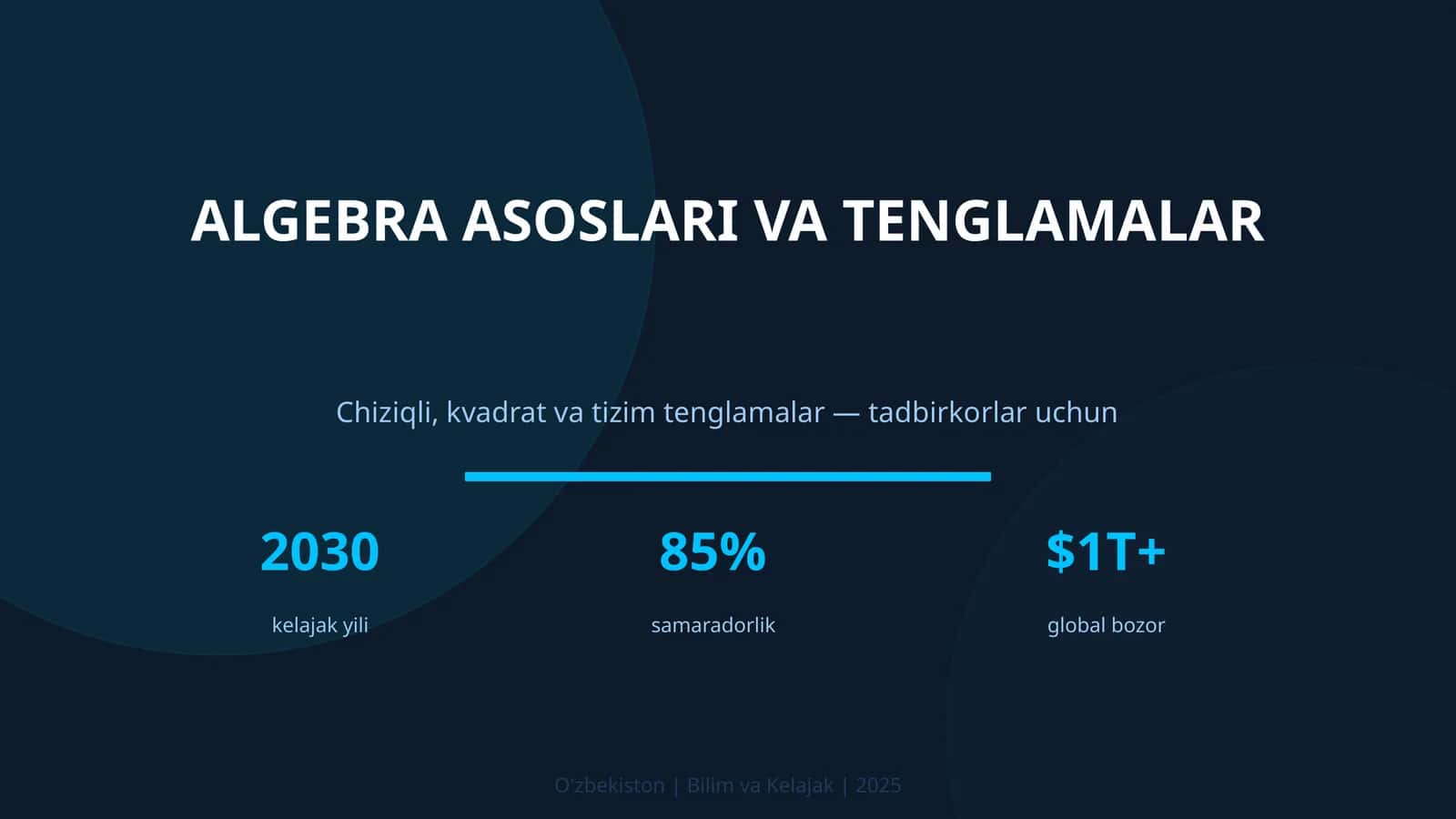 ALGEBRA ASOSLARI VA TENGLAMALAR