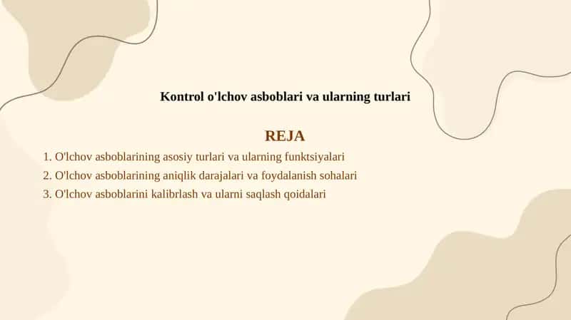 Kontrol o'lchov asboblari va ularning turlari