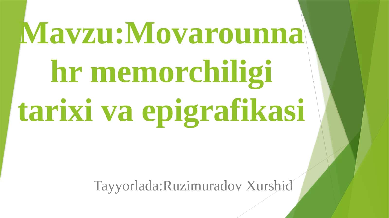 Movarounnahr memorchiligi tarixi va epigrafikasi