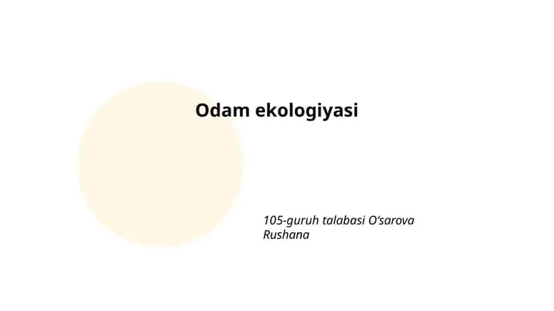 Odam ekologiyasi