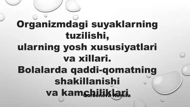 Organizmdagi suyaklarning tuzilishi