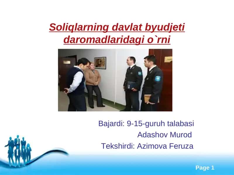 Soliqlarning davlat byudjetidaromadlaridagi o`rni
