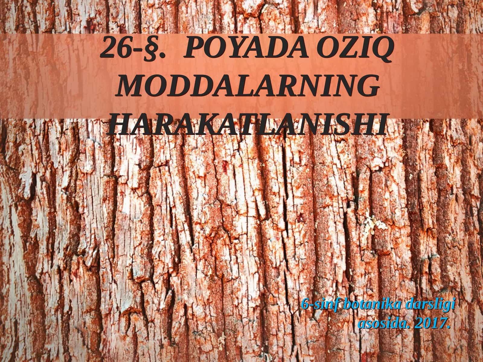 6-sinf Botanika Poyada oziq moddalarning harakatlanishi