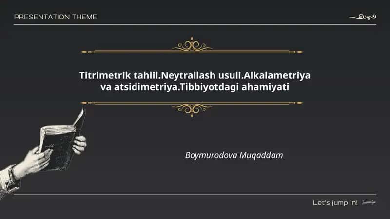 Titrimetrik tahlil.Neytrallash usuli.Alkalametriya va atsidimetriya.Tibbiyotdagi ahamiyati