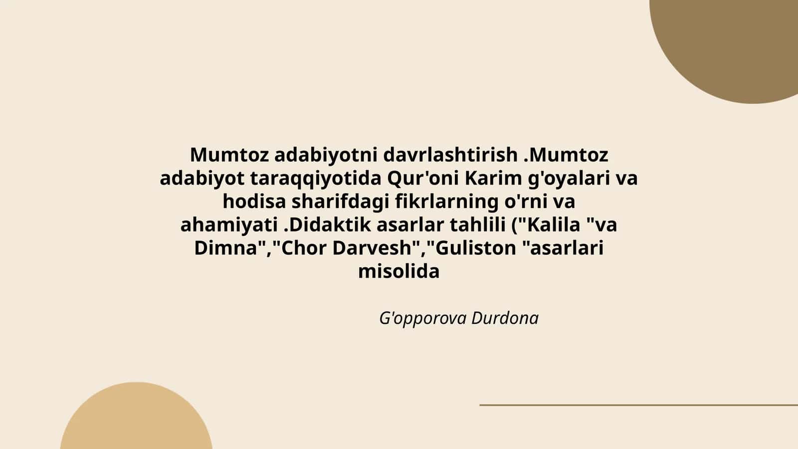 Mumtoz adabiyotni davrlashtirish