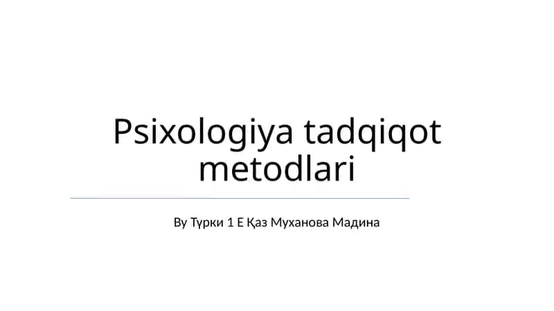 Psixologiya tadqiqot metodlari