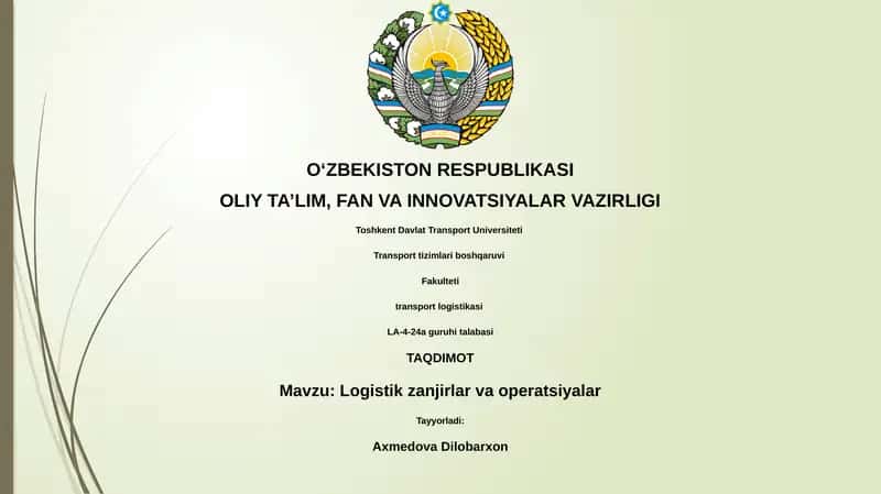 Logistik zanjirlar va operatsiyalar
