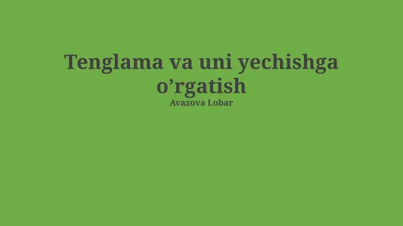 Lineer tenglamalar