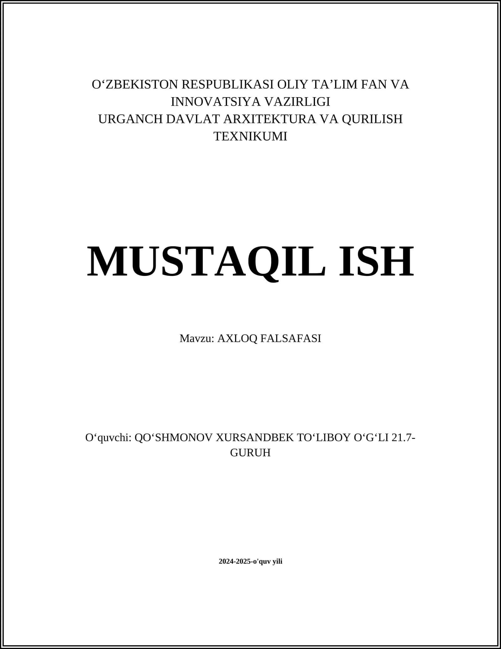 AXLOQ FALSAFASI