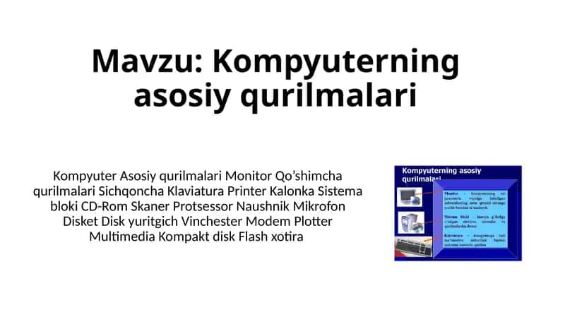 Kompyuter Asosiy qurilmalari