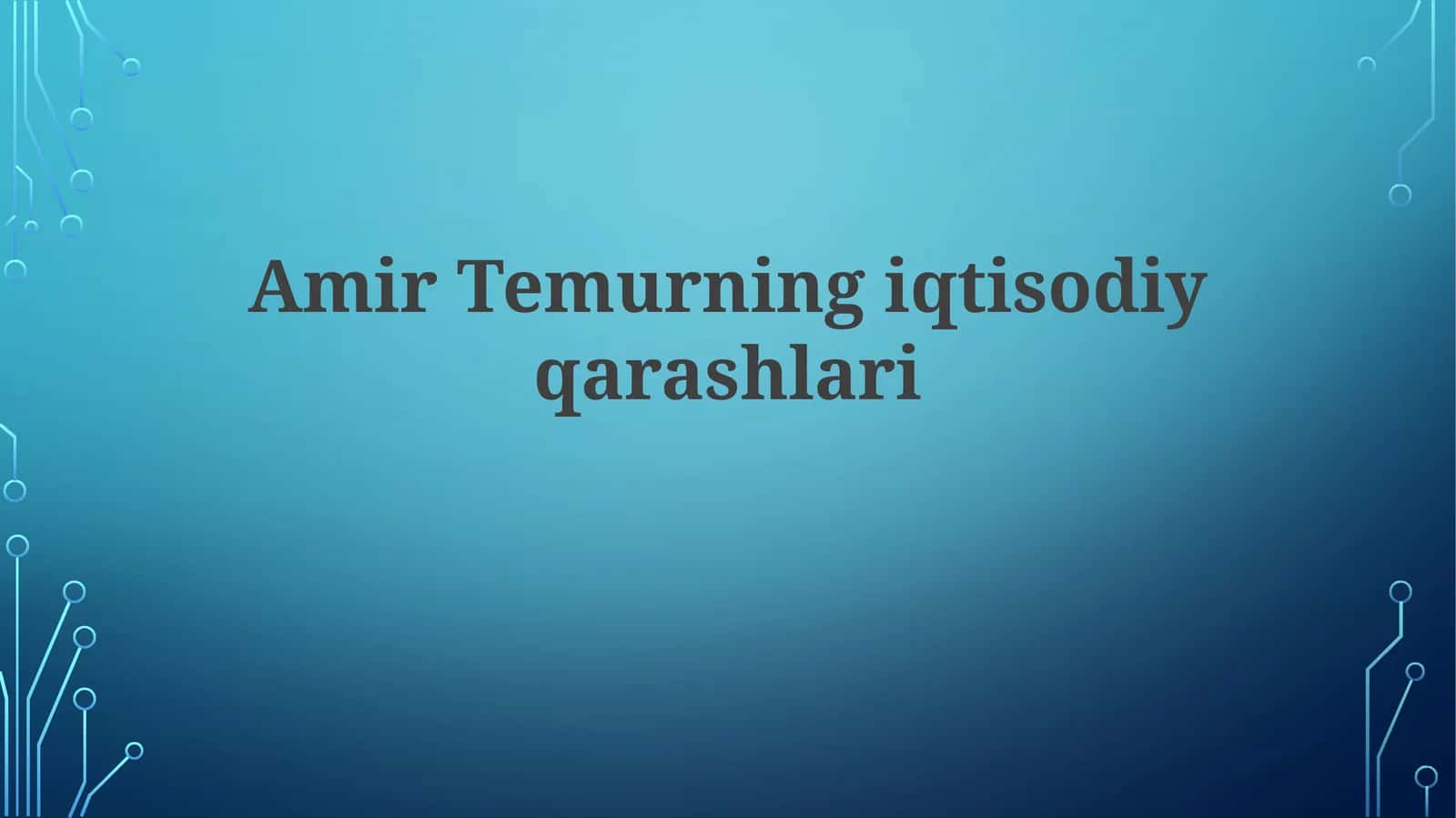 AmirTemurning iqtisodiy qarashlari
