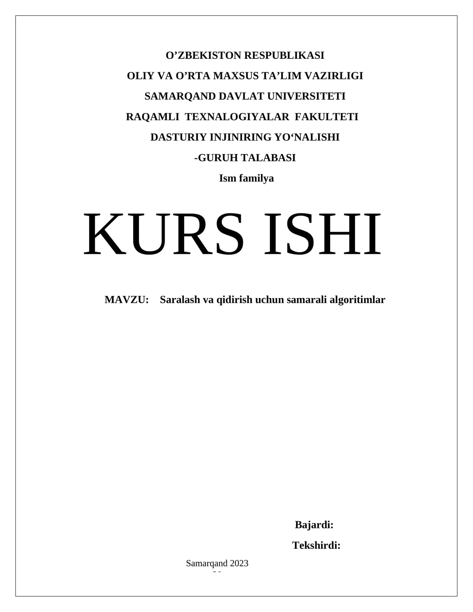Saralash va qidirish uchun samarali algoritimlar