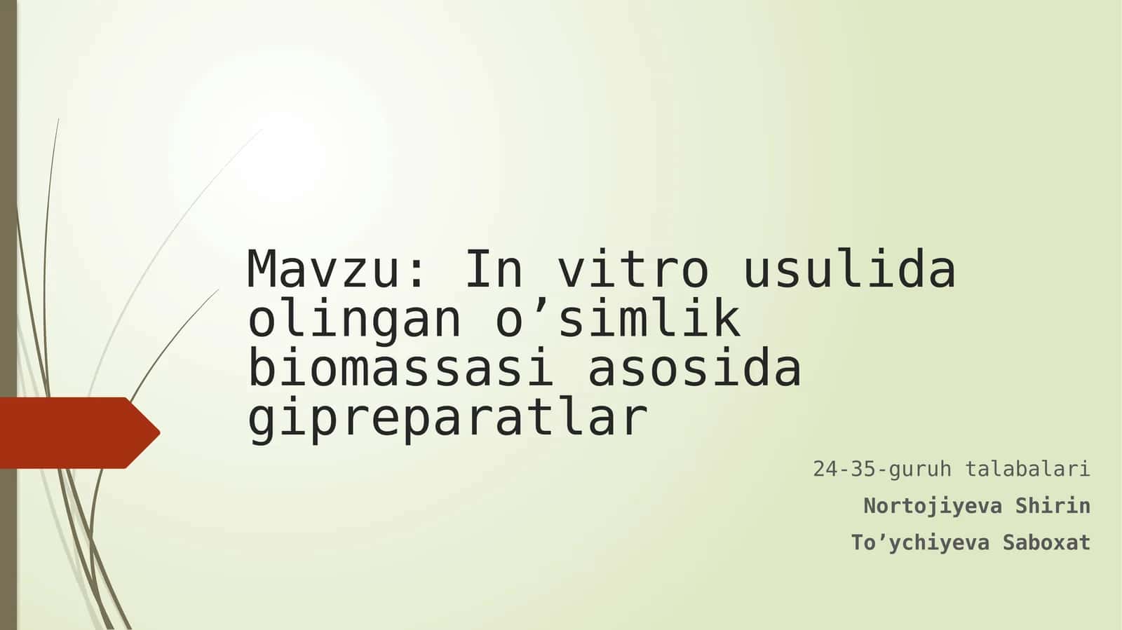 In vitrousulidaolingano’simlikbiomassasiasosidagipreparatlar