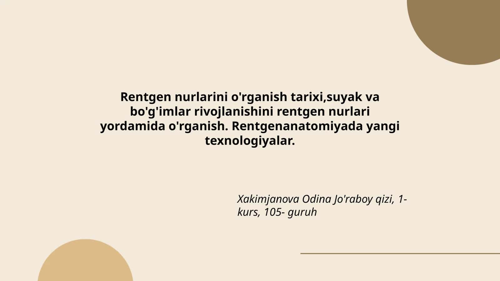 Rentgen nurlarini o'rganish