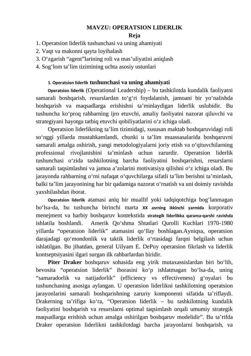 Operatsion liderlik