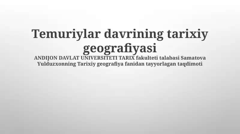 Temuriylar davrining tarixiy geografiyasi