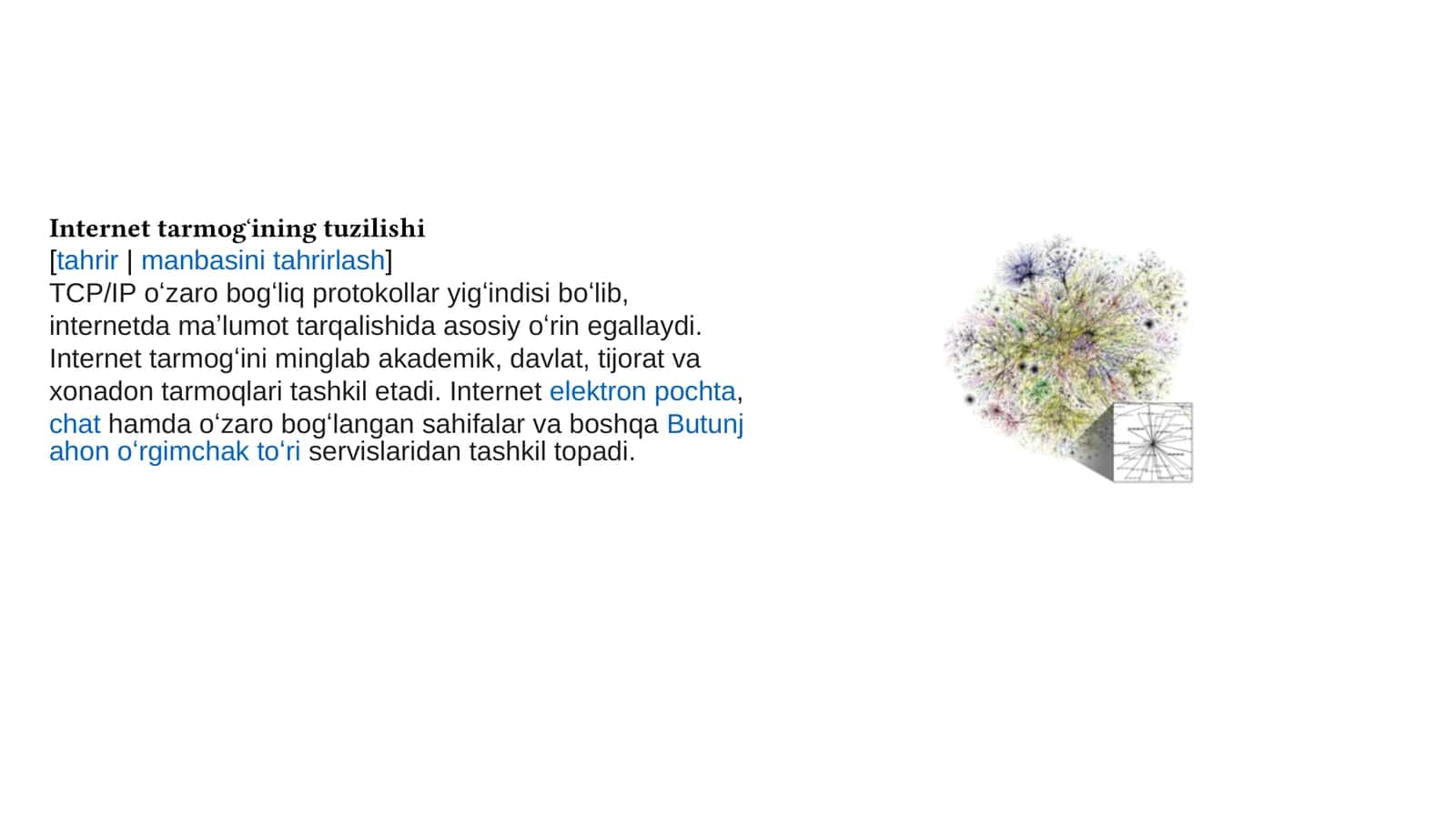Internet tarmogʻining tuzilishi