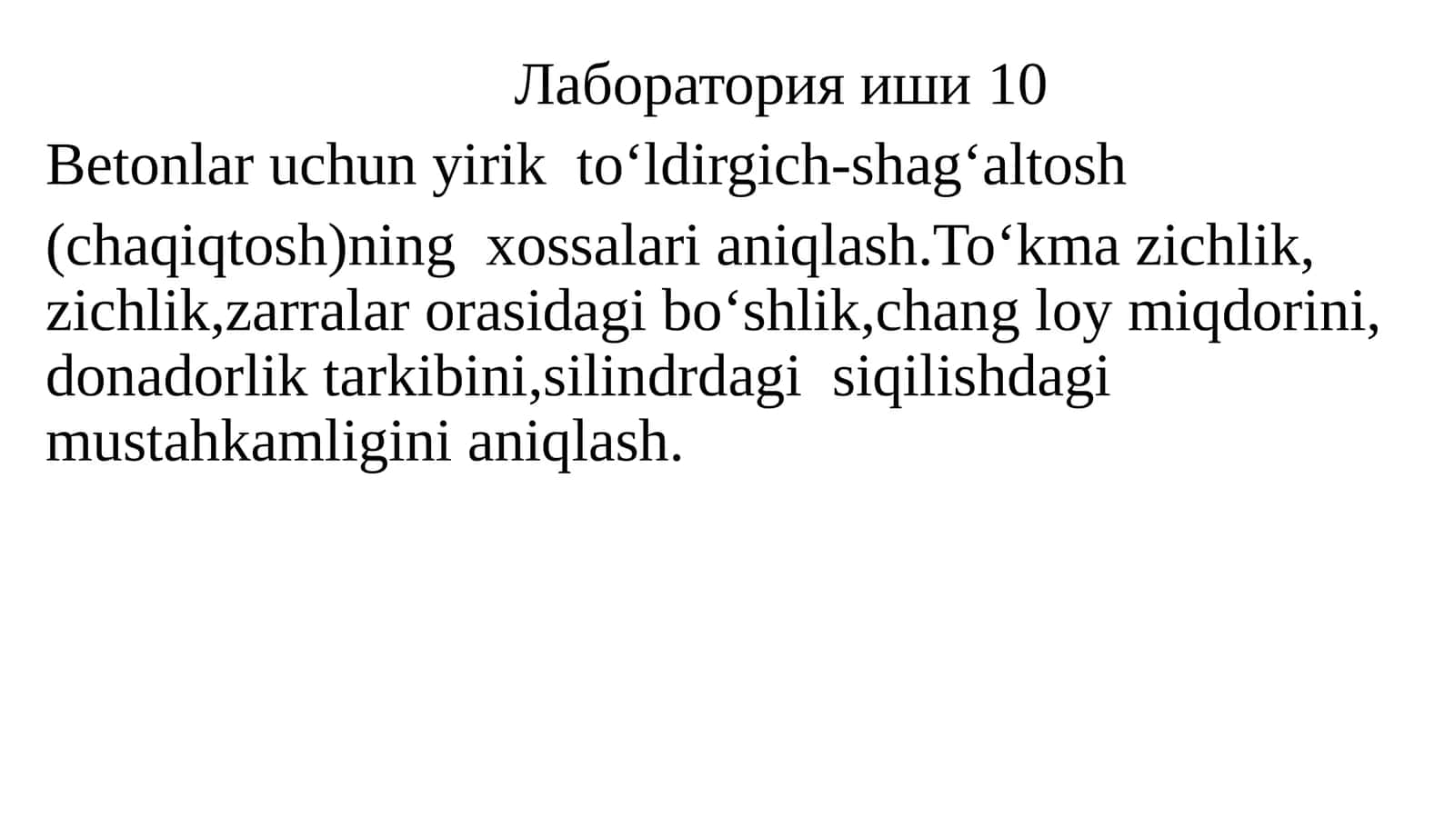 Betonlar uchun yirik to'ldirgich - shag'altosh chaqiqtosh