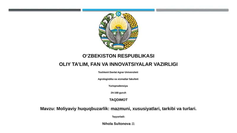 Moliyaviy huquqbuzarlik: mazmuni, xususiyatlari, tarkibi va turlari