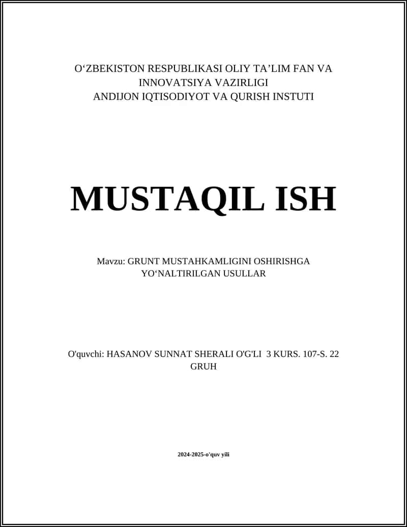Grunt mustahkamligini oshirish