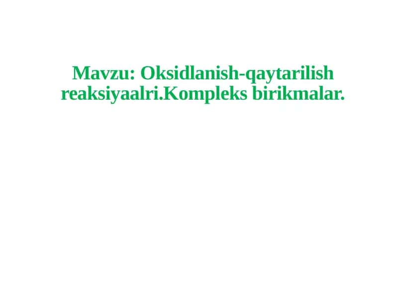 Oksidlanish-qaytarilish reaksiyalari