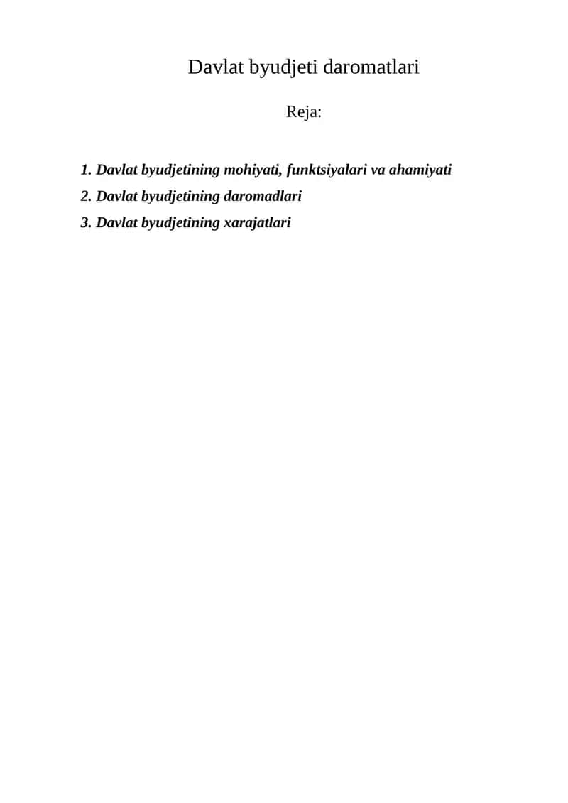 Davlat byudjetining daromadlari