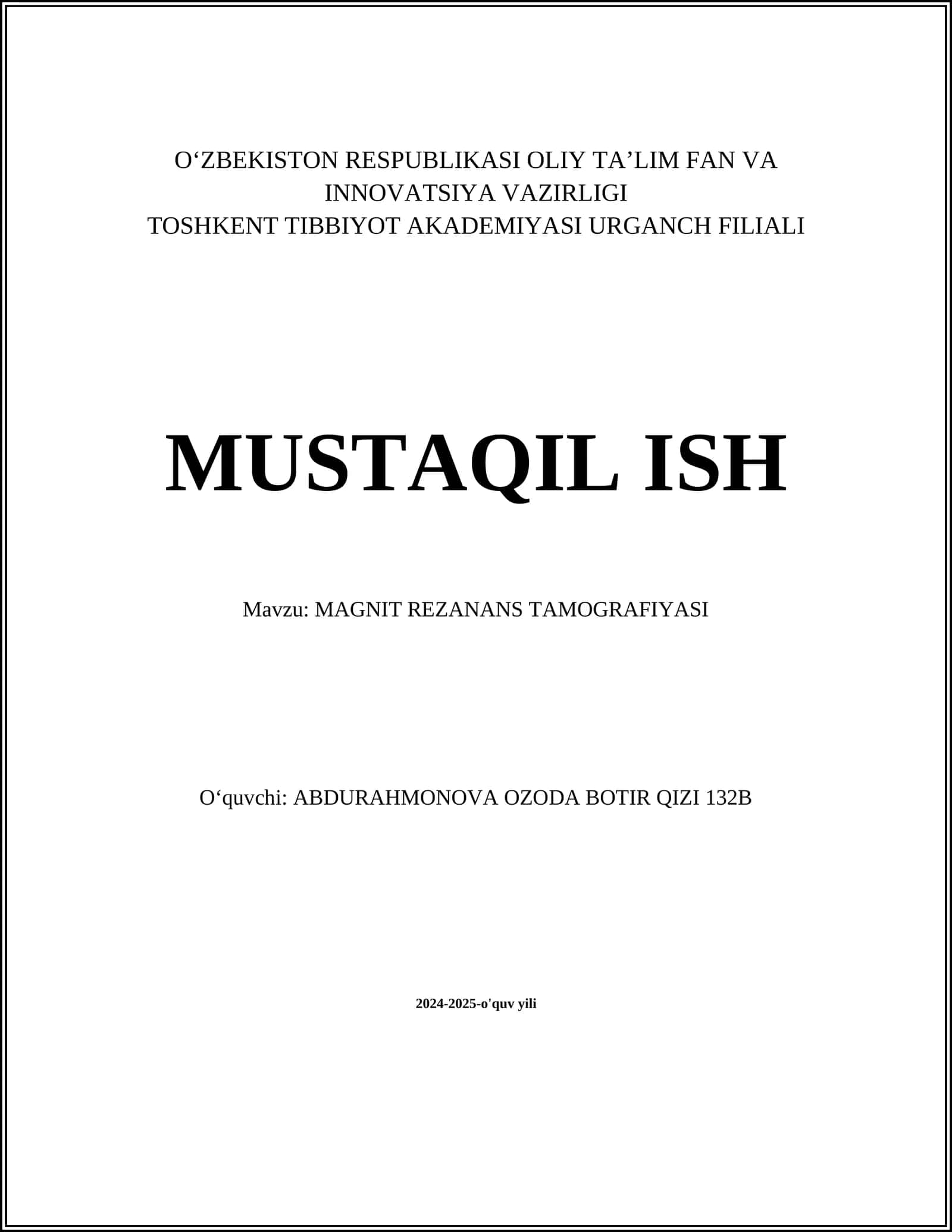 MAGNIT REZANANS TAMOGRAFIYASI