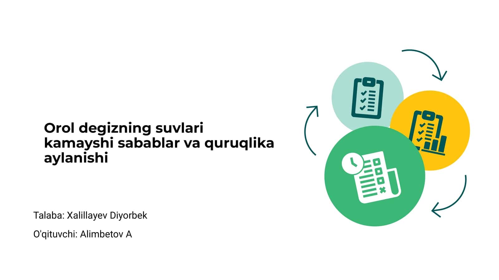 Orol degizning suvlari kamayishi sabablar va quruqlika aylanishi