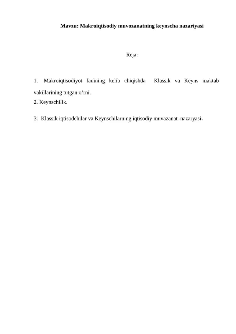 Makroiqtisodiy muvozanatning keynscha nazariyasi