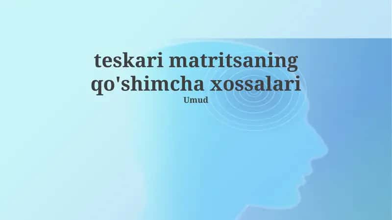 Teskari matritsaning qo'shimcha xossalari