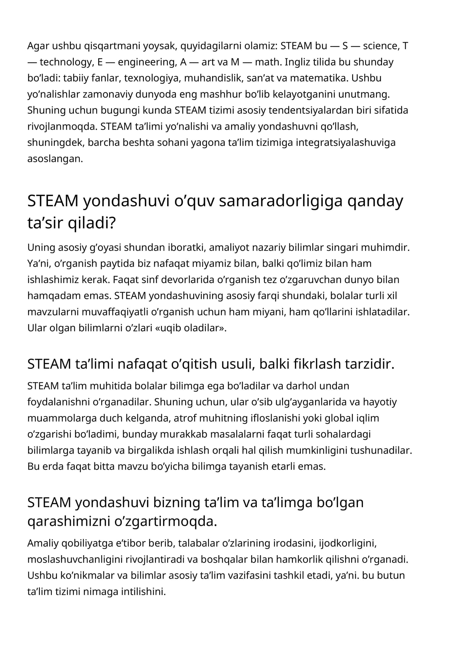 STEAM Ta'limi