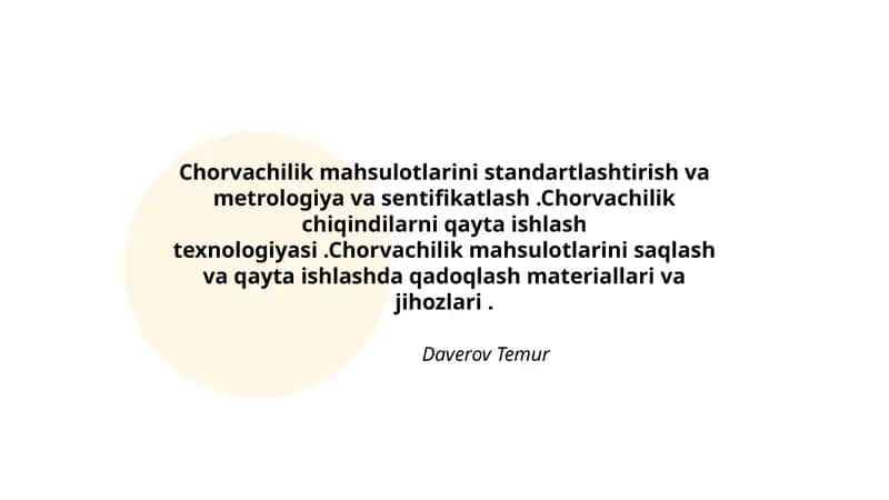 Chorvachilik mahsulotlari standartlashtirish