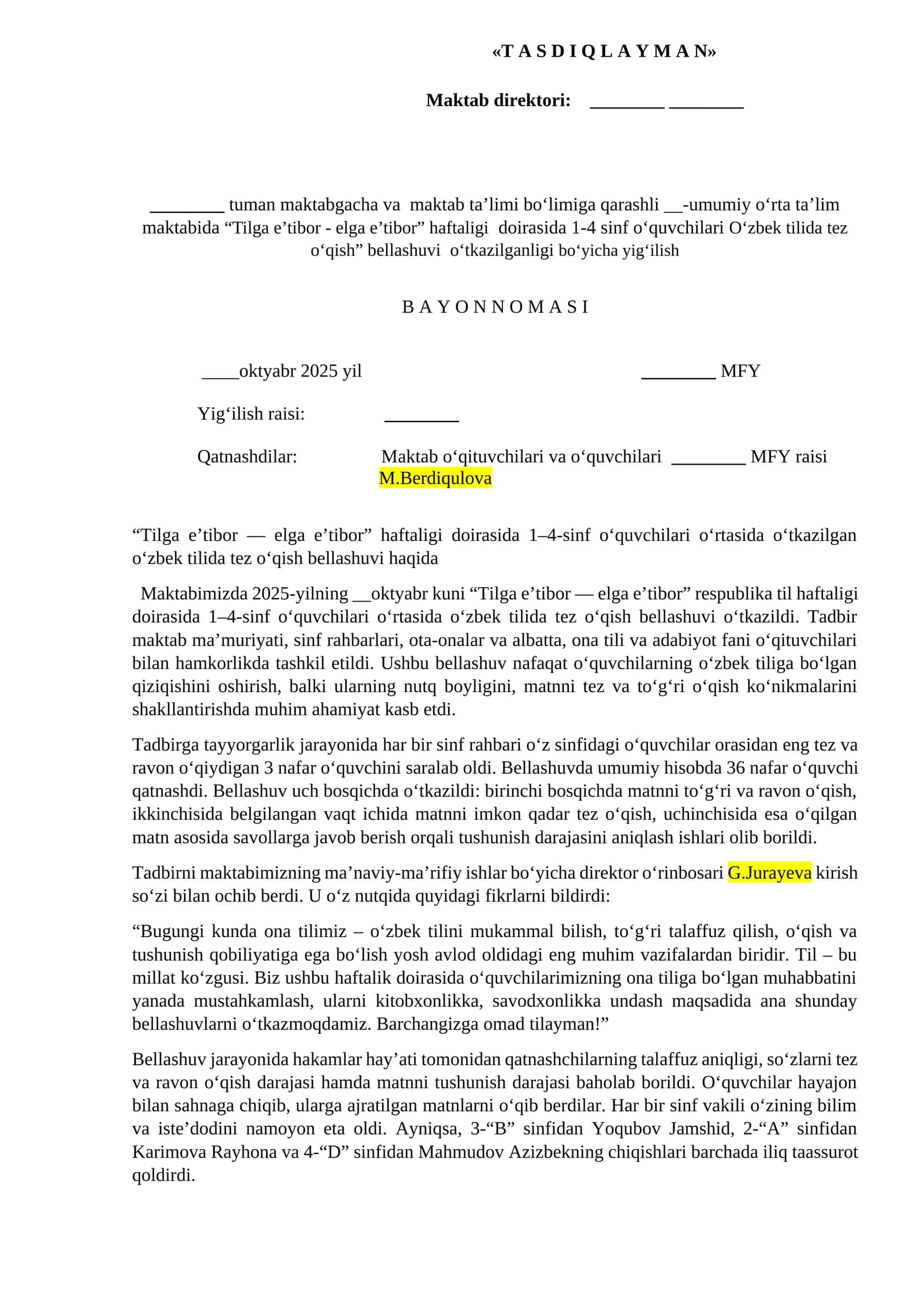 Tilga e’tibor - elga e’tibor